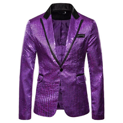 New Fashion Black Sequin Mens Shiny Suit Jacket One Button Blazer For Male Nightclub Singers Stage Dress Blazers Chaqueta Hombre