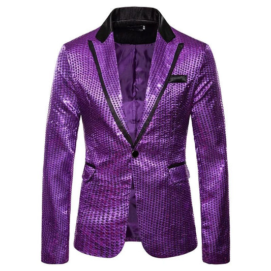 New Fashion Black Sequin Mens Shiny Suit Jacket One Button Blazer For Male Nightclub Singers Stage Dress Blazers Chaqueta Hombre