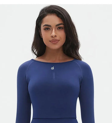 ALOS New Women Yogas T-shirts Solid Sports Top Long Sleeve Running Shirts AL Sexy O Navel Quick Dry Fitness Workout Tops