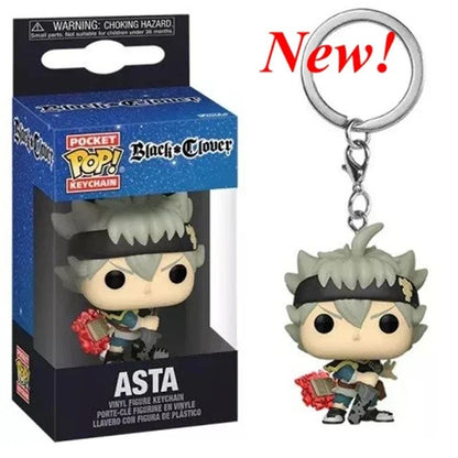 Chegada Mais Recente FUNKO com Caixa Chaveiro Black Clover Asta Noelle Yami Boneco de Ação de Vinil Chaveiro Modelo Colecionável Brinquedo