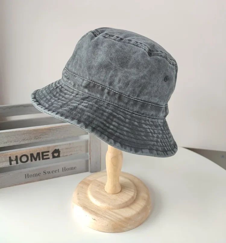 2025 Coreano Boné Pescador Jeans Lavado Cabeça Grande Masculino Chapéu de Sol Algodão Tamanho Grande 64cm Bob Panamá Unissex Tamanho Grande Boné de Pescador