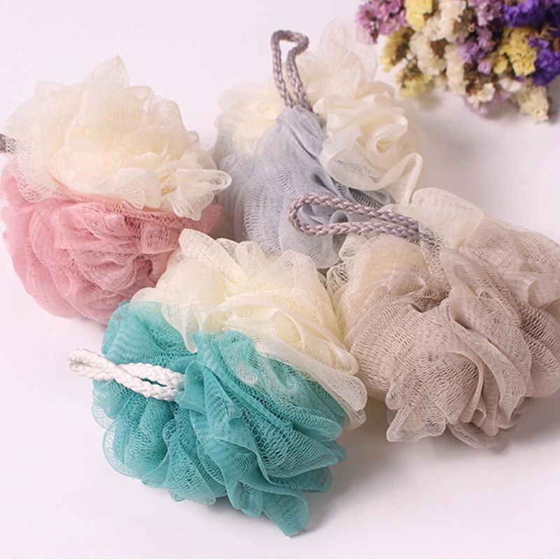 1 Pc Soft Mesh Bath Sponge Balls Cleaning Brush Shower Puff Body Cleaner Exfoliating Scrubbers Bath Flower Bathing Accessories