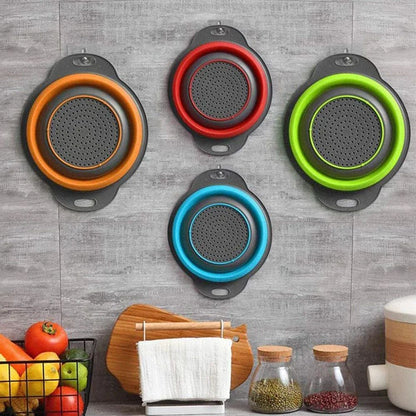 Cesto de Drenagem Dobrável de Silicone Cesto de Lavar Frutas e Vegetais Coador Dobrável Escorredor Dobrável Ferramenta de Armazenamento de Cozinha