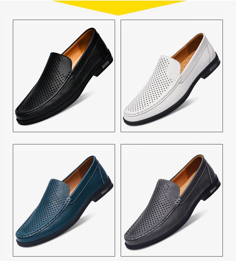 Genuine Leather Slip on Loafers Men Formal Dress Shoes Office Driving Wedding Party Mocasines Hombre Big Size Casual Shoes