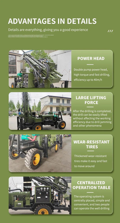 Rotary Blasthole Drill Rig Truck Mounted 200m 300m 500m 600m 800m Deep Borehole Machine Air Water Circulation