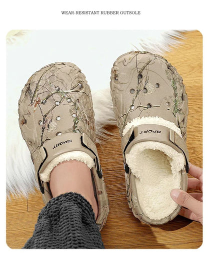 Men's Cotton Slippers Winter Thick Bottom Fleece Lined Warm Home EVA Comfortable Head Covered Slippers Roman Style Sandals