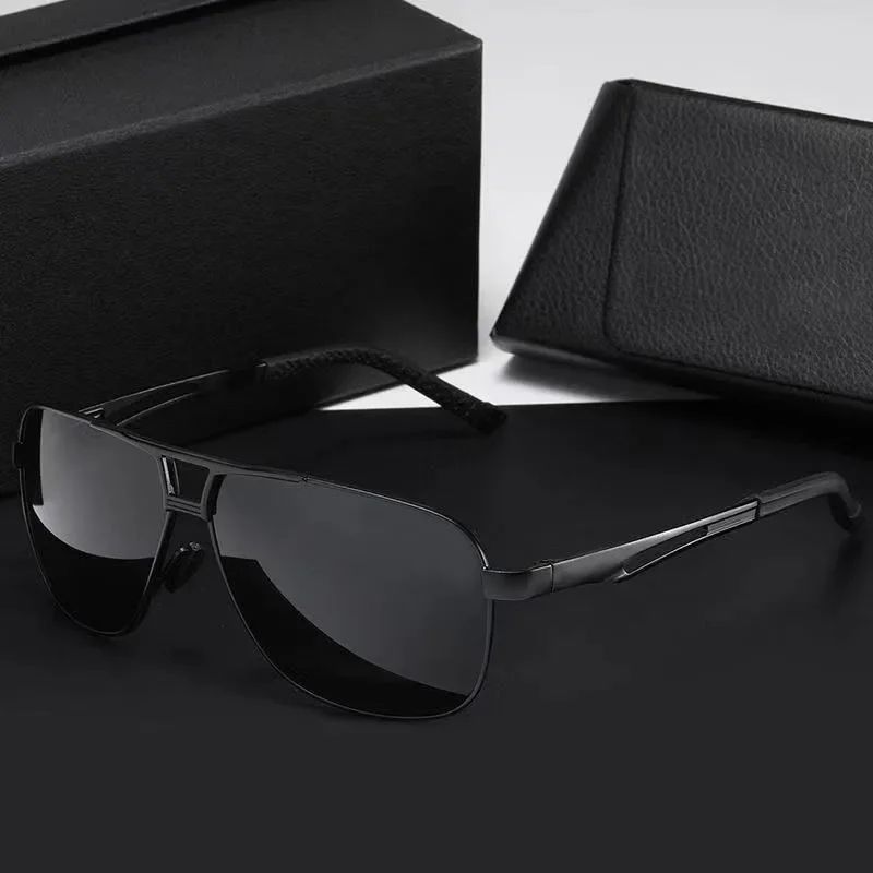 1PC Top Aluminum Magnesium Square Polarized  Photochromic Sunglasses Men Sun Glasses Safety Driving Oculos De Sol Masculino