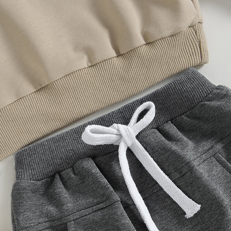Roupas de Outono Inverno para Bebês Meninos, Conjunto de 2 Peças de Moletom de Manga Comprida com Estampa de Letra "Little Dude" e Calças