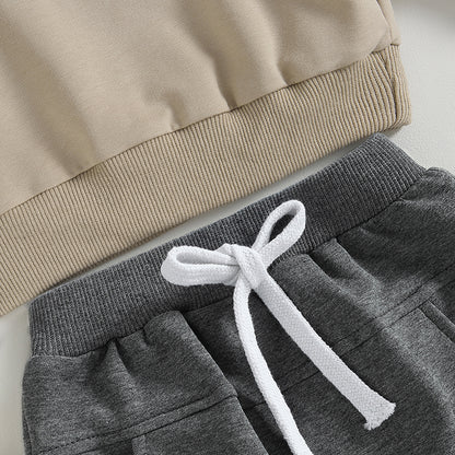 Roupas de Outono Inverno para Bebês Meninos, Conjunto de 2 Peças de Moletom de Manga Comprida com Estampa de Letra "Little Dude" e Calças