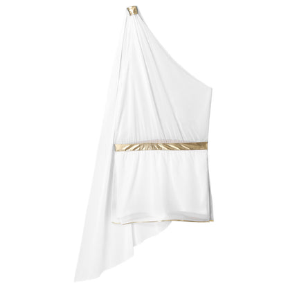 Greek God Costume White Men Mr Toga Cosplay Costumes One Shoulder with Slit Skirts Tunic Jumpsuit Nightclub Carnival Dress Up