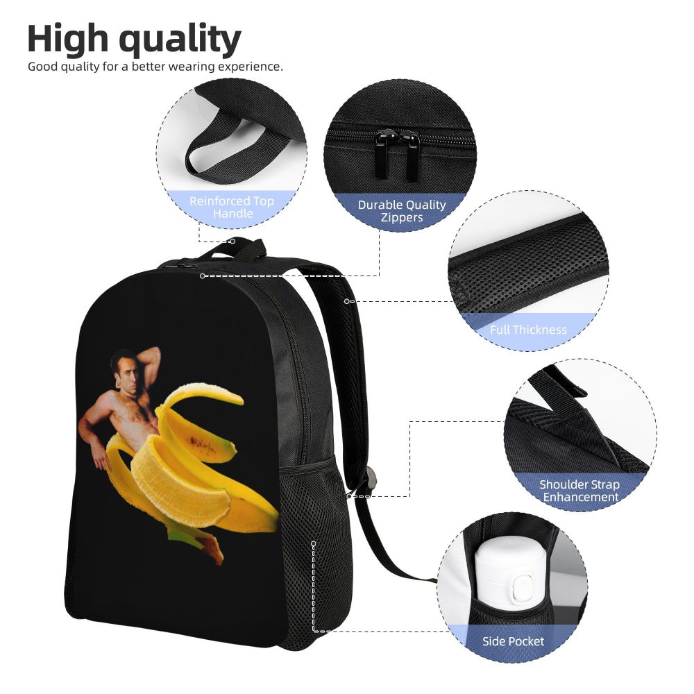 Custom Nicolas Cage Meme Laptop Backpack Women Men Basic Bookbag for College School Student Funny Bags