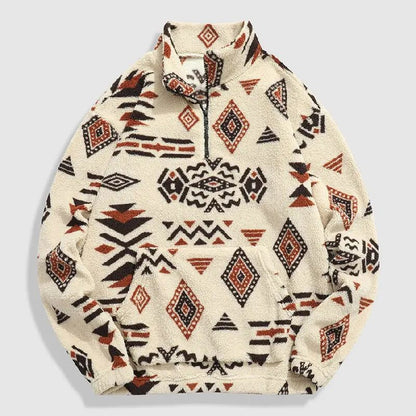 Ms Aztec National Printing Ultra-fine Austrian Fleece Jacket Zipper Lady