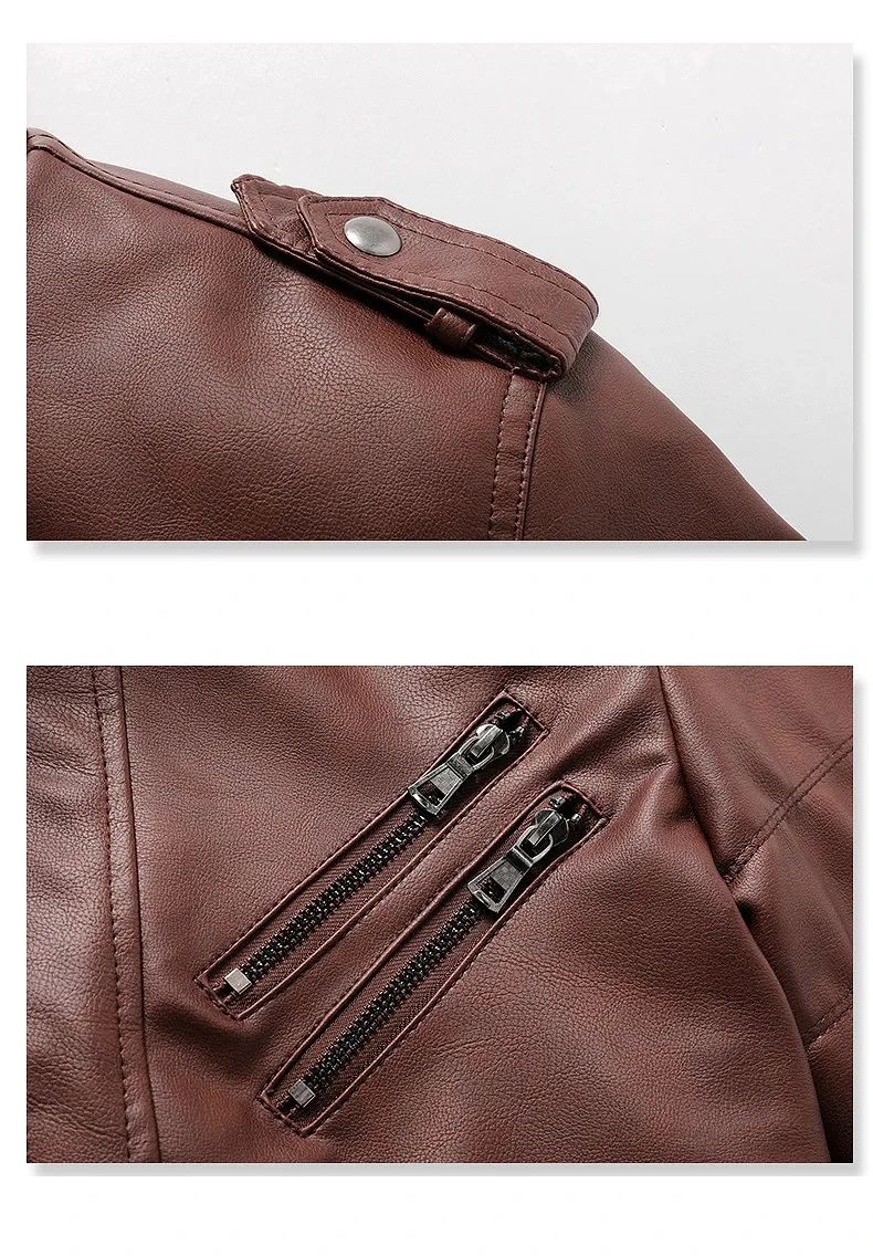 APPEARWAY Spring Antumn Men Brown Leather Motorcycle Jacket With Removable Hooded Male PU Jacket Coat EU Size High Quality