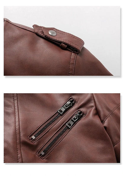 APPEARWAY Spring Antumn Men Brown Leather Motorcycle Jacket With Removable Hooded Male PU Jacket Coat EU Size High Quality