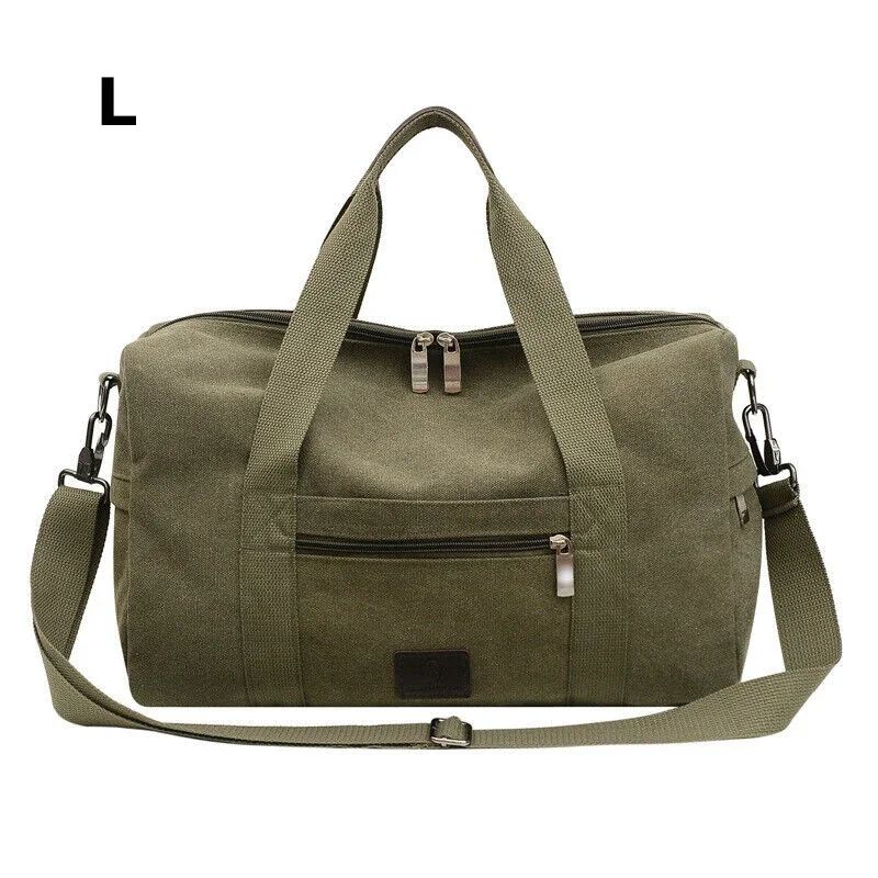 Men Large Capacity Canvas Baglarge Gym Sports Bag Cabin Holdall Duffle Shoulder Travel Weekend Bag Short-Distance Travel Package