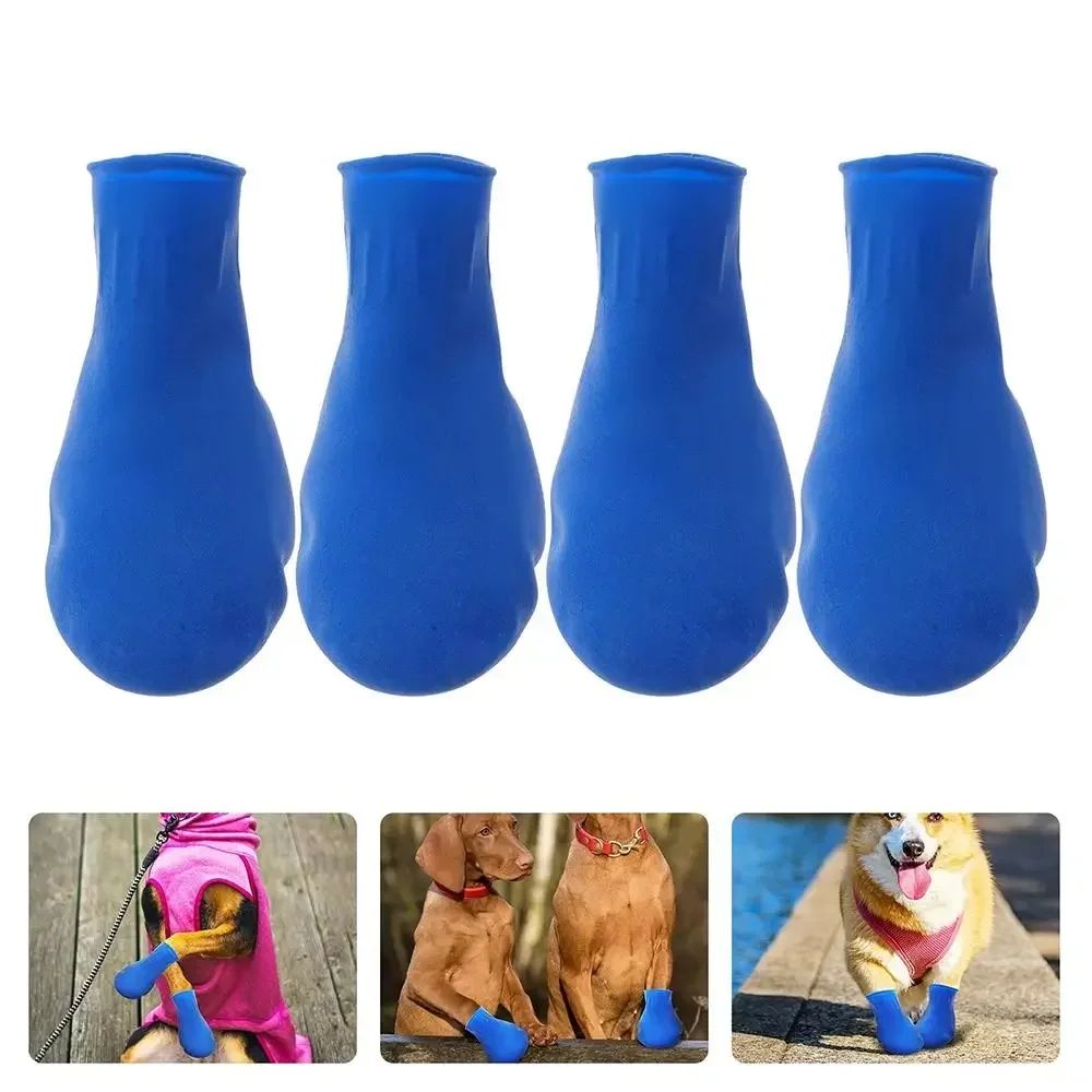 4 Peças de Sapatos para Cães Impermeáveis Novos Balão de Borracha Antiderrapante Botas de Chuva para Animais de Estimação Botas para Cães Pequenos Chihuahua Cães Grandes