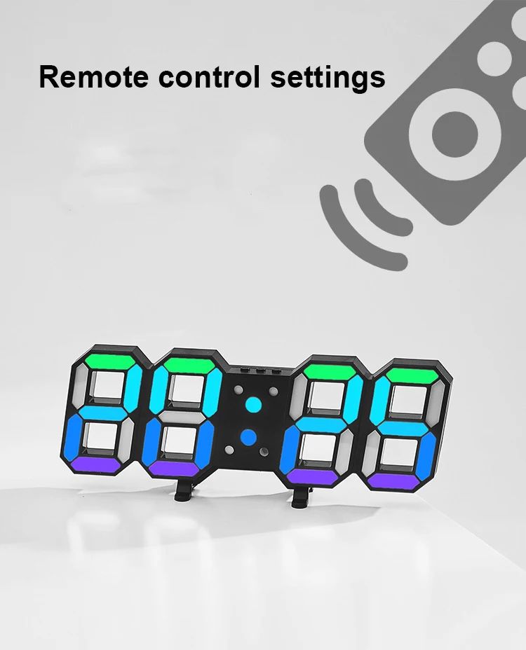 3D LED Digital Wall Clock RGB Modern Design Living Room Decor Date/Temperature Table Alarm Nightlight Brightness Desktop Clocks