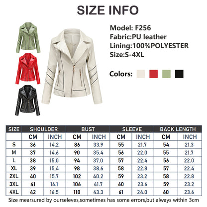 Red PU Faux Leather Jacket Women fashion Casual Biker Jackets Outwear Female Tops spring and autumn Black Leather Jacket Coat