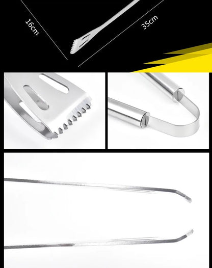 9pcs Portable BBQ tool Kit Outdoor Grill barbecue set Barbecue Set Spatula Clip Skewer With Storage Cloth Bag Grilling Tools