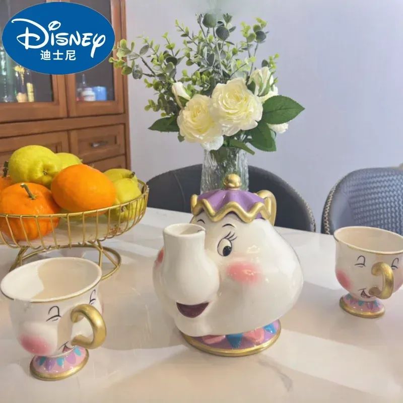 Bule da Disney Fofo Desenho Animado A Bela e a Fera Bules Caneca Sra. Potts Xícara Chip Bules Conjunto de Chá Dropshipping