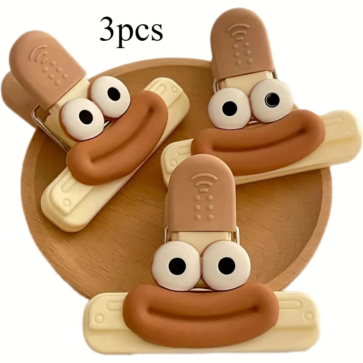 3 unidades de Clipes de Vedação Criativos com Rosto para Sacos, Clipes de Lanche para Alimentos, Ferramentas de Cozinha, Pequenos Clipes Decorativos, Armazenamento de Saco Plástico para Geladeira