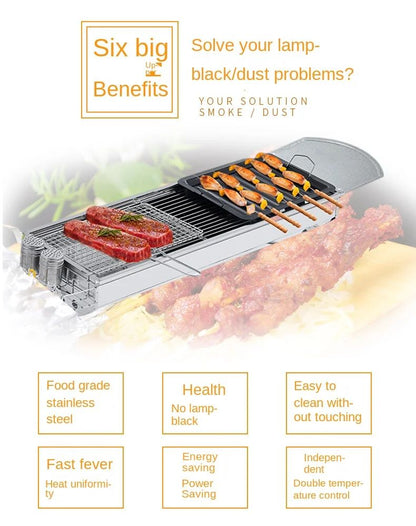 Outdoor Stainless Steel Charcoal Grill Large Size Barbecue Tool Portable Free Installation Handle Folding BBQ Cooking