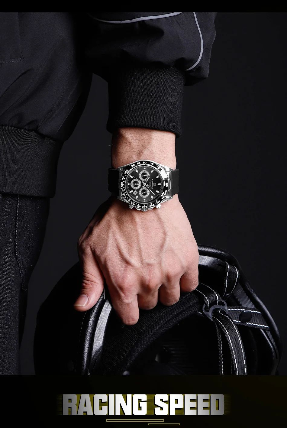 NAVIFORCE Brand NF8054 Men's Business Watches Luxury Classic Quartz Wristwatch Chronograph Silicone Band Waterproof