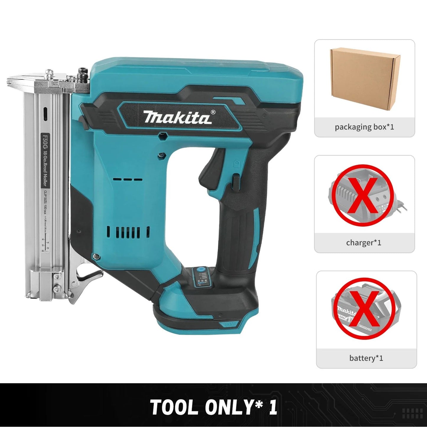 Pistola de Prego Makita a Bateria: Pregos de 10-30mm, Capacidade de 100 Pregos, Bateria de 22900mAh, Vibração de ≤2,5m/s², Alta Velocidade e Baixo Ruído para Trabalhos em Madeira