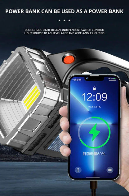 Multifunctional portable light strip side light waterproof multiple lighting modes high power rechargeable LED flashlight