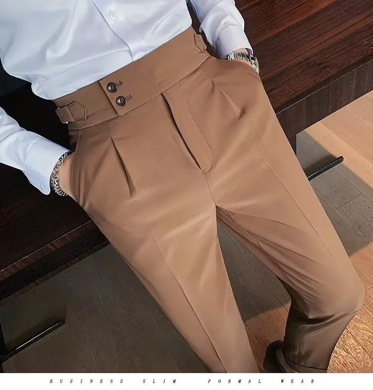 Calça Masculina Nadir Coffee Color Clássica Estilosa Paris Botão Prega Única Emagrece Suaviza Sua Silhueta Calça Social Casual