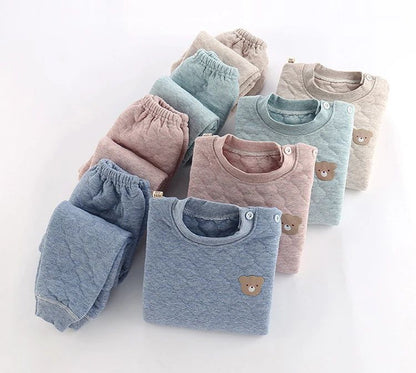 Kid Pajamas Set Boys Girls Cotton-padded Pjs Top and Pants Unisex 3 layers to Keep Thick Warm Clothes Toddler Clothing Clothes