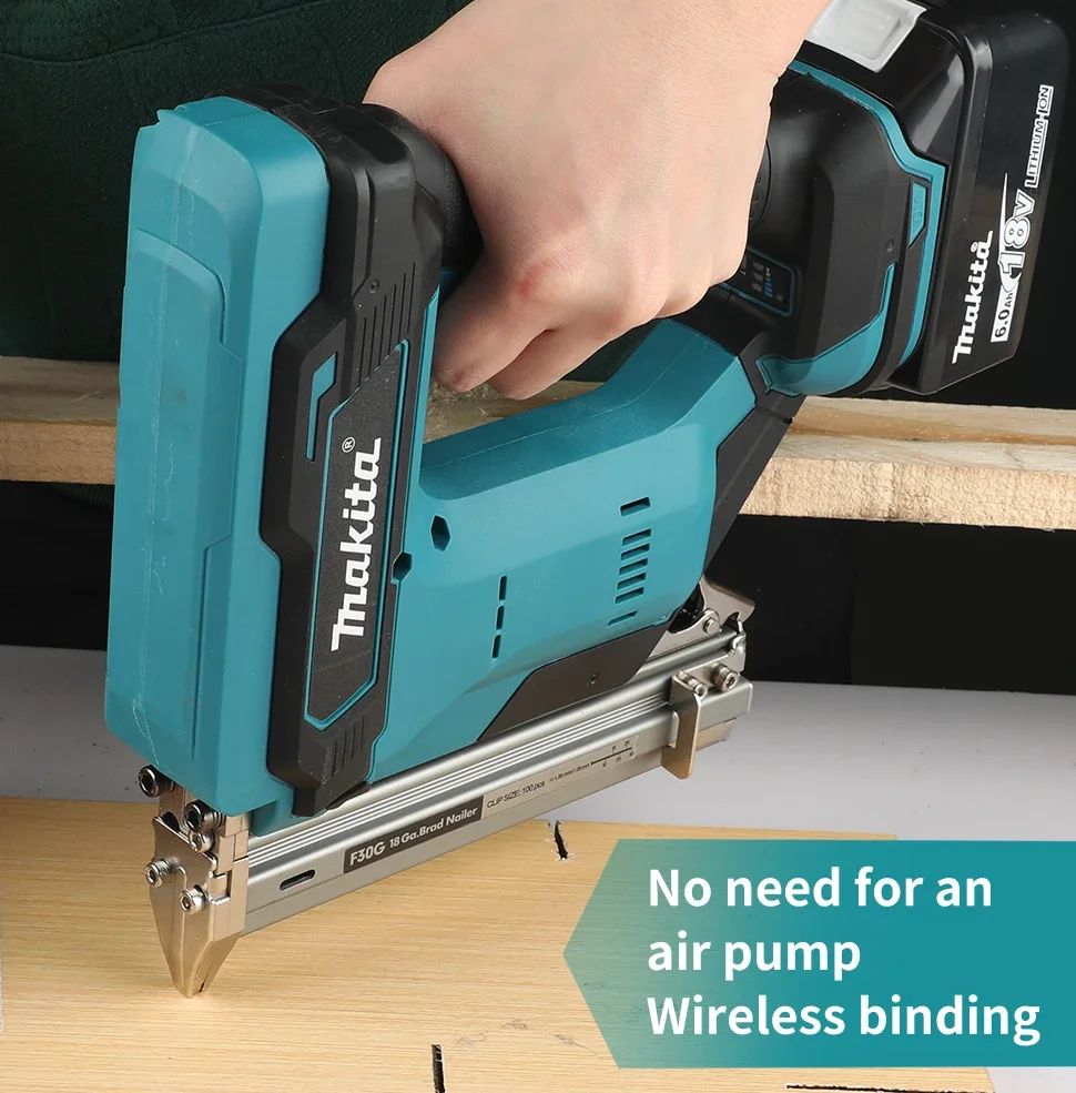 Pistola de Prego Makita a Bateria: Pregos de 10-30mm, Capacidade de 100 Pregos, Bateria de 22900mAh, Vibração de ≤2,5m/s², Alta Velocidade e Baixo Ruído para Trabalhos em Madeira