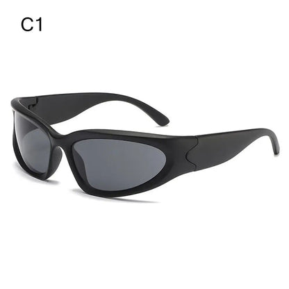 New Y2K Rimless Punk Sunglasses Goggle Women Men Luxury Brand Wrap Around Sun Glasses Five Star Eyewear Sports One Piece Shades
