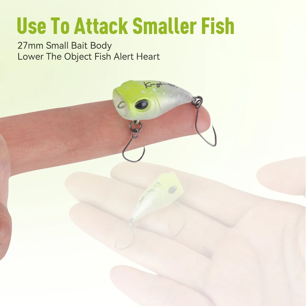 Isca Artificial Kingdom Micro Expert Topwater Popper 1.5g 2.2g 27mm 34mm Flutuante Rígida Wobblers Pesca Riacho Truta Baixo