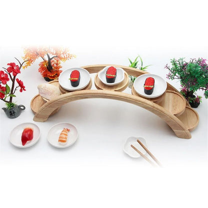 Hotpot arch bridge plate sushi bridge boat tableware Dessert wooden dim sum plate sushi tray japanese kitchen bento  sushi plate