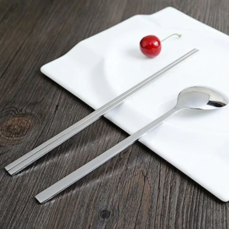 Korean Tableware Set High Quality Stainless Steel Dinner Set Colors Luxury Dinnerware Spoon Chopsticks Cutlery Small Tools