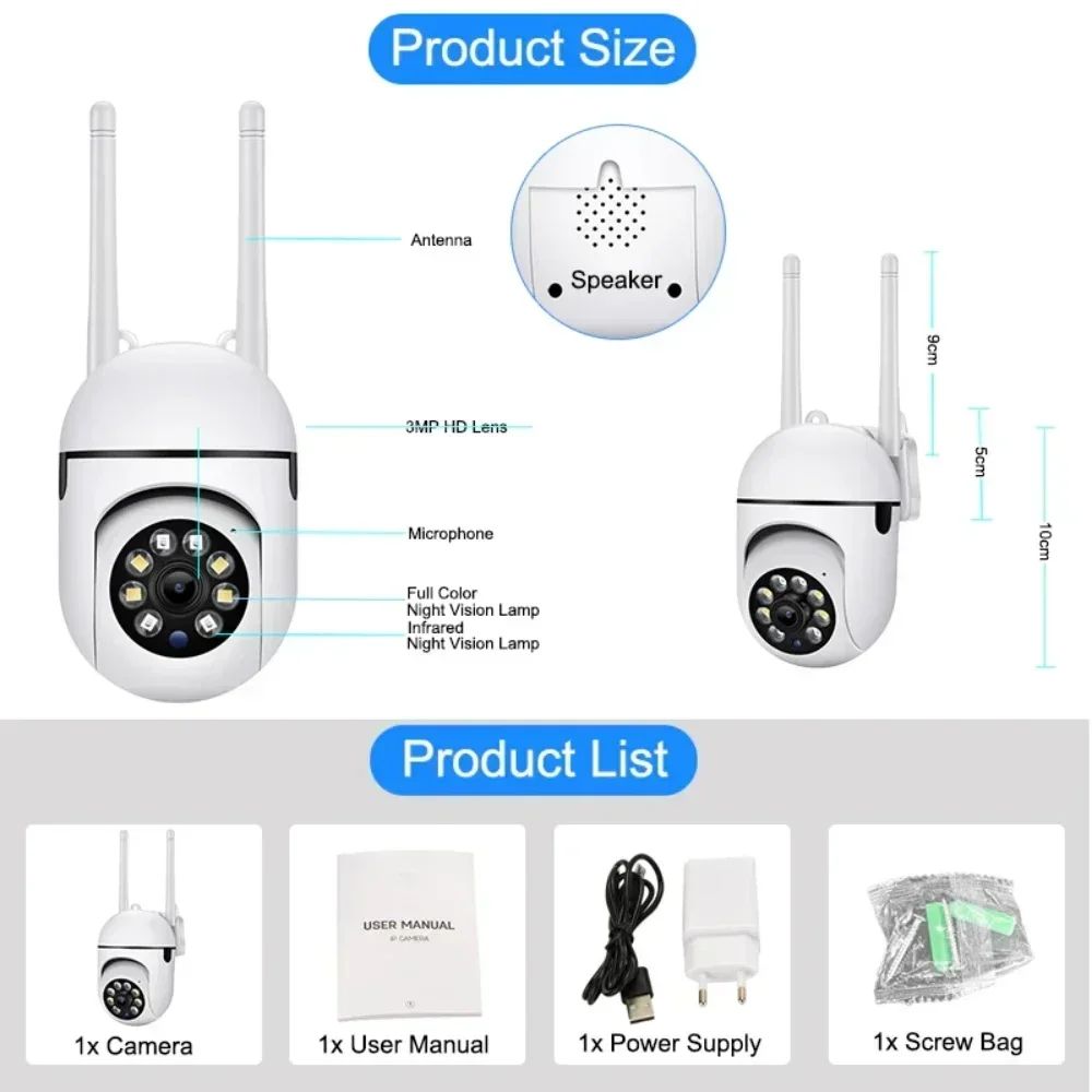 8MP Wireless Security Surveillance Camera Wifi IP Outdoor 4X Zoom Cameras Smart Home CCTV AI Human Tracking Two-way Audio HD Cam