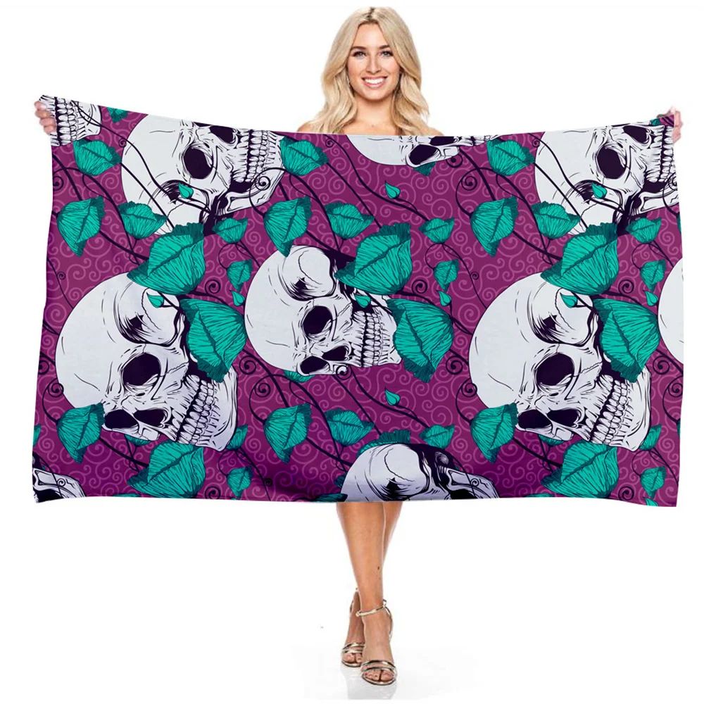 Psychedelic Skull Bath Towel - Vibrant Design, Soft Absorbent, Perfect for Summer Fun, Adds Artistic Vibes to Your Beach Days