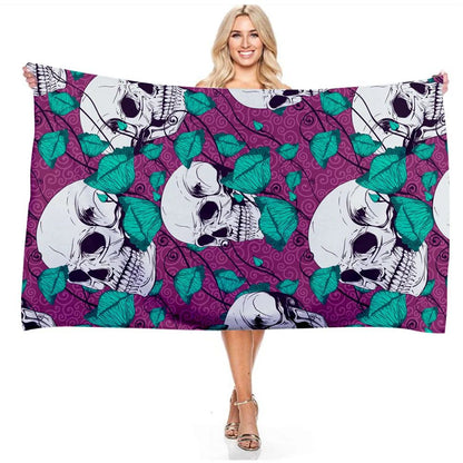 Psychedelic Skull Bath Towel - Vibrant Design, Soft Absorbent, Perfect for Summer Fun, Adds Artistic Vibes to Your Beach Days