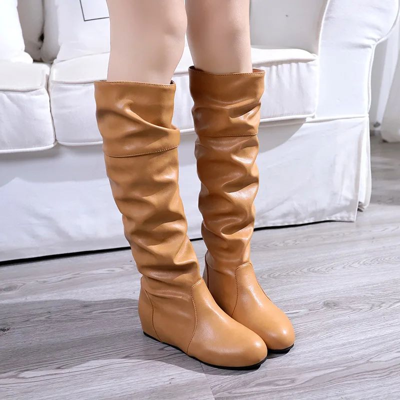 Flat Shoes Spring Autumn Women High Boots Long Western Cowboy Boots Women Footwear Large size 35-43 2024 Mid-Calf Boots Women