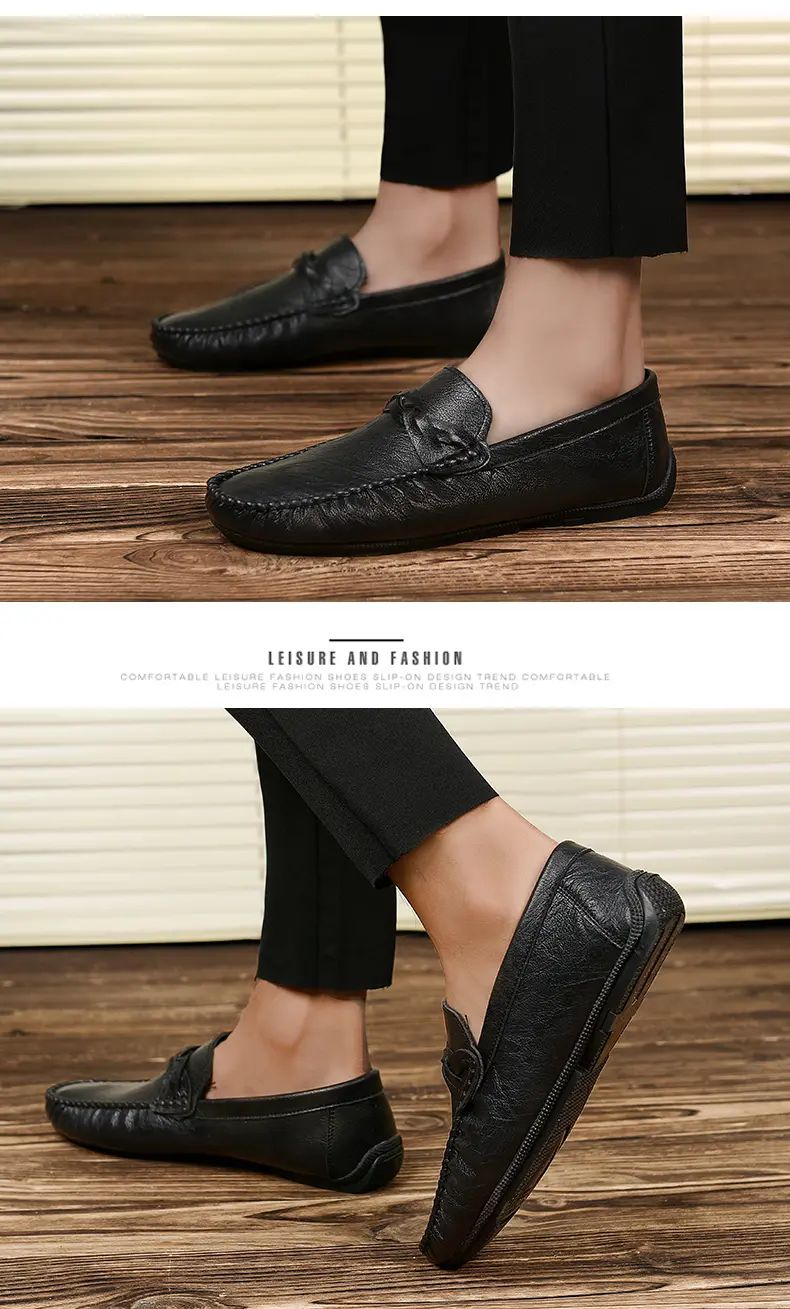 High Quality Leather Men Casual Shoes Comfortable Light Men Loafers Formal Men Dress Shoes Breathable Slip on Men Driving Shoes