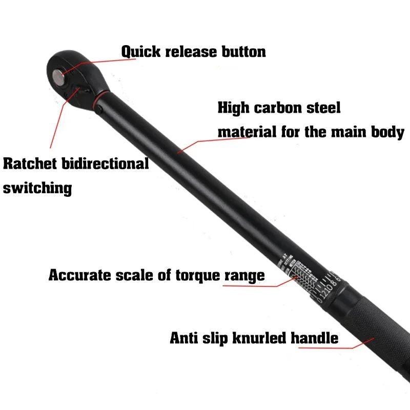 Chave de Torque 72T 1/2'' 3/8'' 1/4'' com Quadrado de Encaixe, Chave de Torque Predefinida para Bicicleta, Catraca Bidirecional, Ferramentas Manuais Automotivas para Carros e Bicicletas