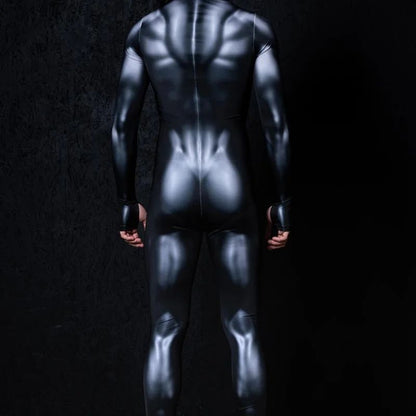 Zawaland Men Mechanical Muscle Punk Zentai Suit Carnival Cosplay Bodysuit Halloween Party Macho Costume Show Festival Jumpsuit
