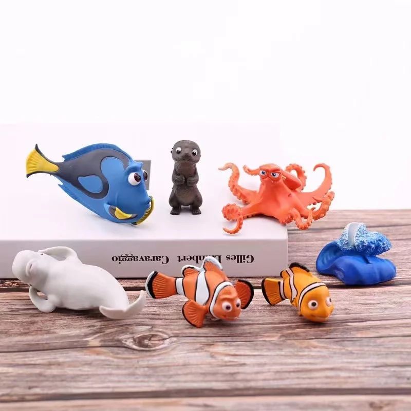 6 unidades/conjunto Disney Procurando Nemo Dory Peixe-Palhaço PVC Bonecos de Ação Brinquedos Modelo Estatueta Coleção de Bonecas Enfeite Bonecas Presentes de Natal para Crianças