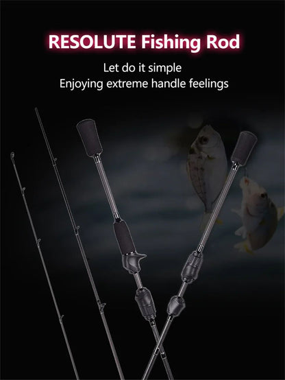 Vara de Pesca Mavllos Resolute Light BFS para Arremesso, Isca 0.8-7g, Linha 2-6lb, Ponta Sólida Rápida, 4 Seções, Carbono, para Pesca de Robalo e Spinning
