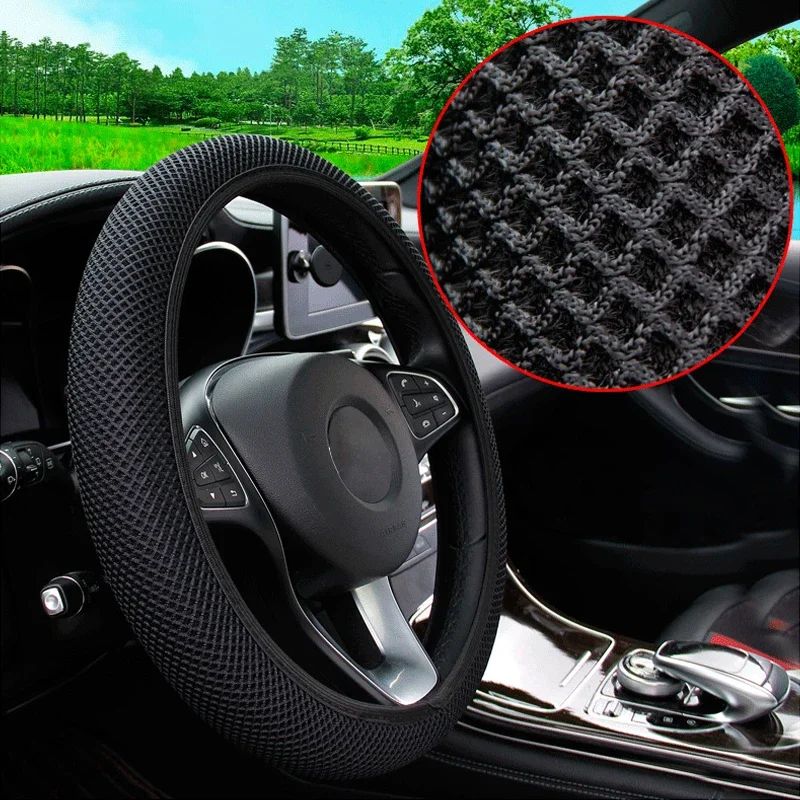 Four Seasons Elastic Ice Silky Soft Cloth Steering Wheel Cover - No Inner Ring, Fit for Cars, Protective Protective Cover
