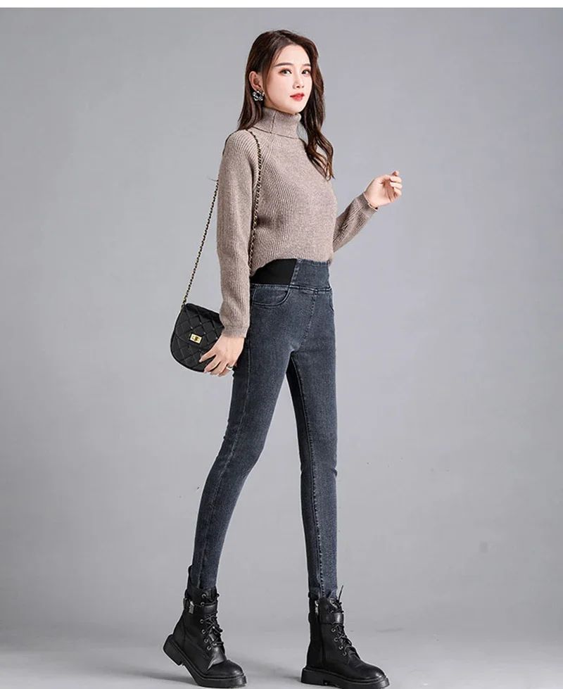 PTKPCC New Elastic Waist Skinny Jeans Women Spring Slim Stretch Denim Pants Vintage Pencil Vaqueros Mom Pantalones De Mujer