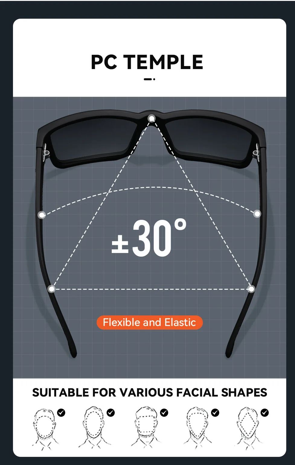 KAENON Fashion Square Versatile Polarized Sunglasses Men Women Sports Fishing Driving Sun Glasses UV400 Eyewear