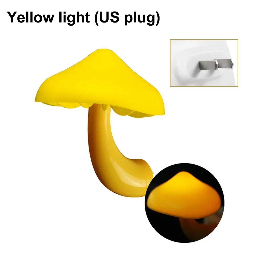 Mushroom LED Night Lights Shape Automatic Sensor Bedroom Decor US Plug Wall Lamps for Kid Children's Room Bedside Mini Lamp