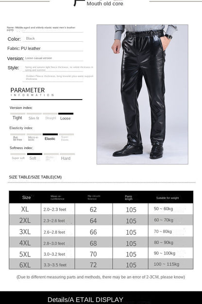 Spring Autumn Men Leather Pants   Smart Casual Male PU Faux Leather Trousers Plus Size Oversize